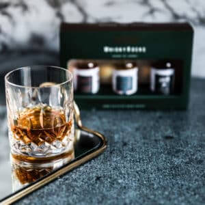 Australian Craft Whisky Subscription featuring three 30ml premium whisky samplers, elegantly packaged and delivered monthly for whisky enthusiasts.